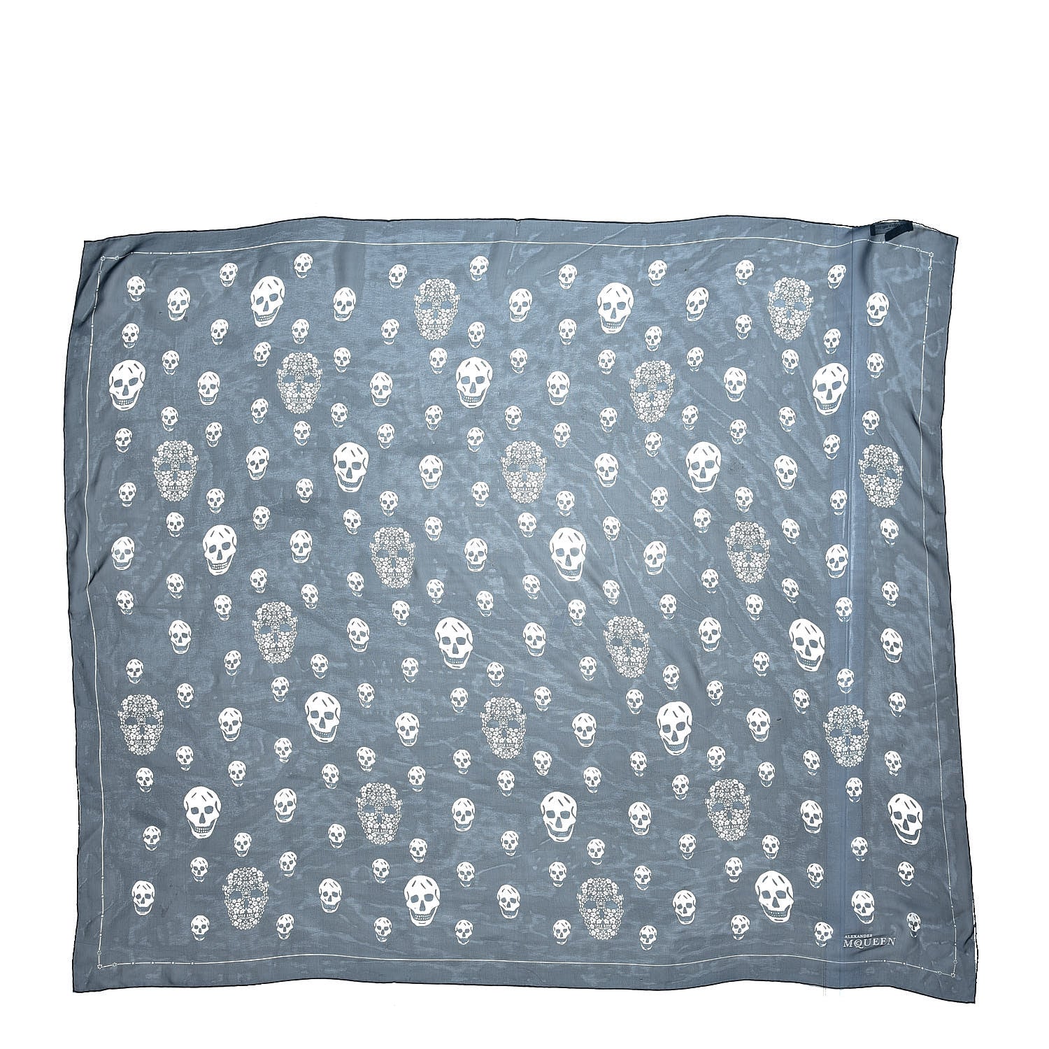 Alexander McQueen Silk Chiffon Skull Scarf Navy 3 of 5