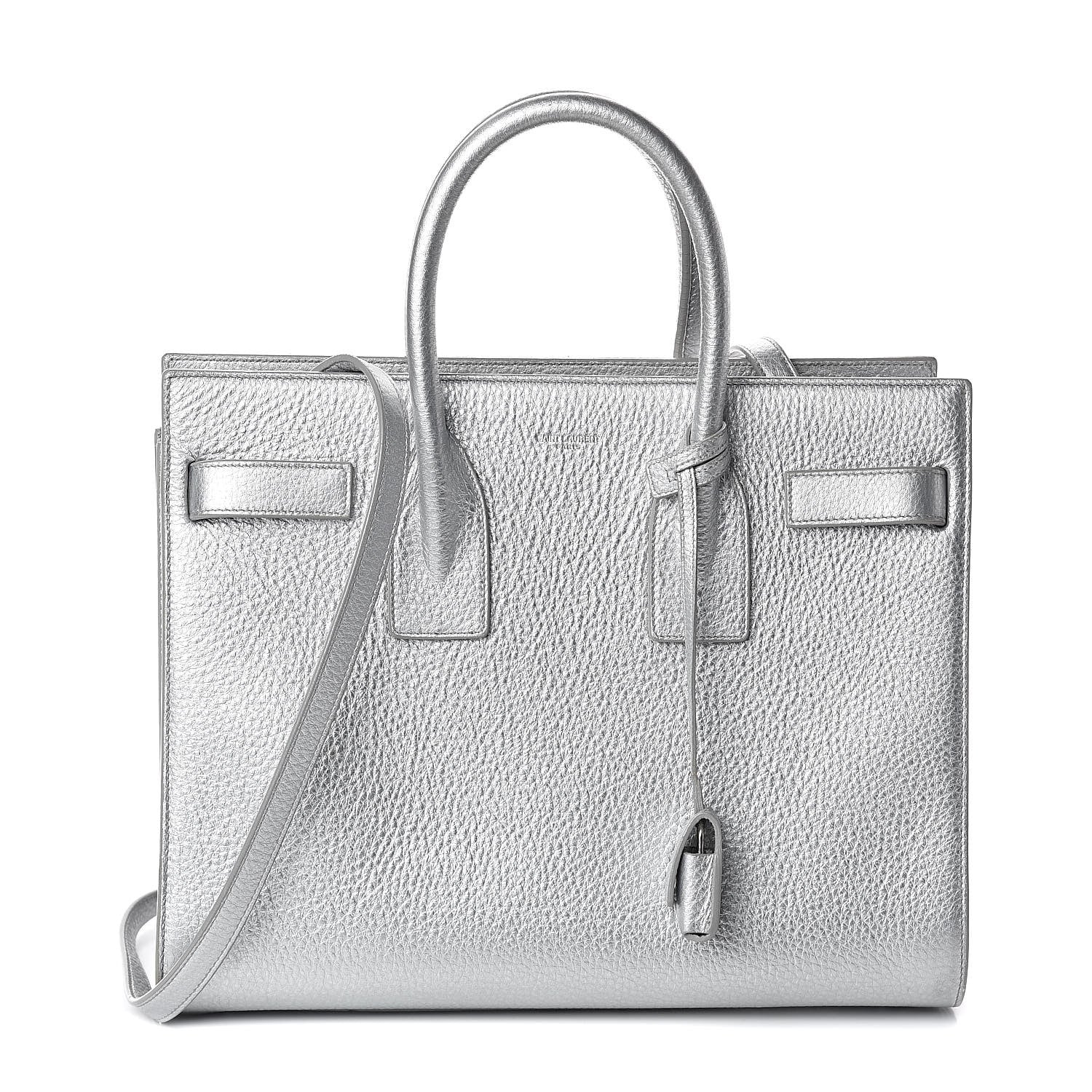 Saint Laurent Metallic Calfskin Small Sac De Jour Silver 1 of 9