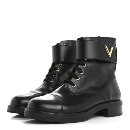 Louis Vuitton Calfskin Wonderland Ranger Boots 39 Black 4 of 11