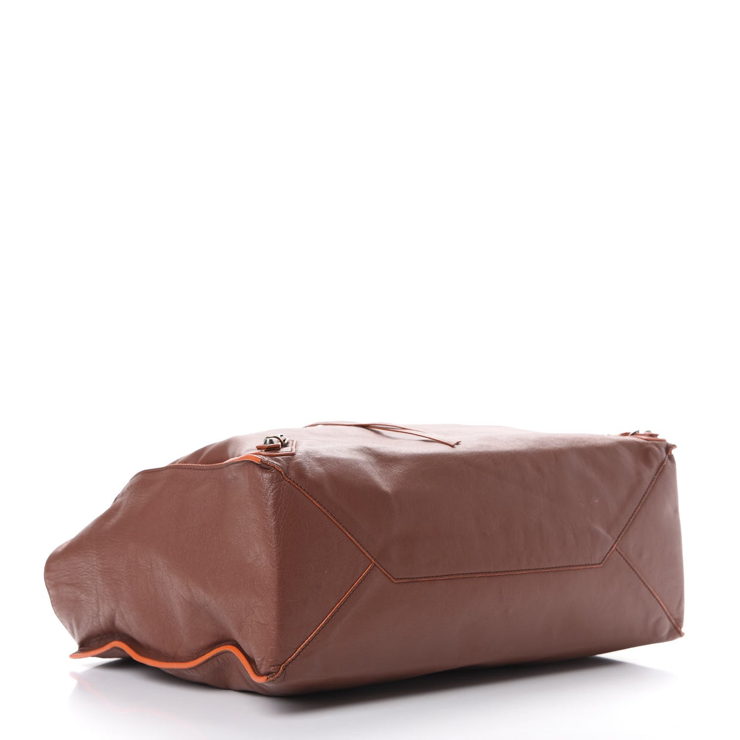 Veau Papier A4 Zip Around Tote Orange Brulee