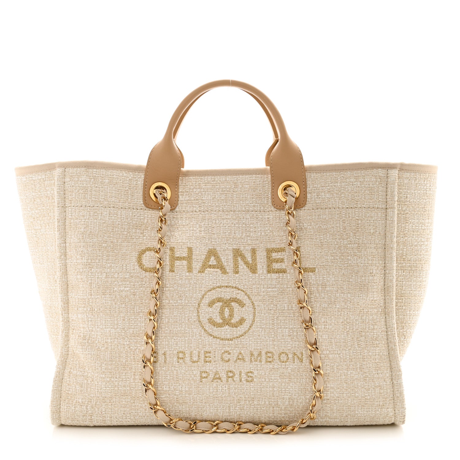 Chanel Mixed Fibers Calfskin Medium Deauville Tote Light Beige 1 of 8