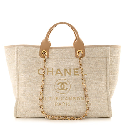Chanel Mixed Fibers Calfskin Medium Deauville Tote Light Beige 1 of 8