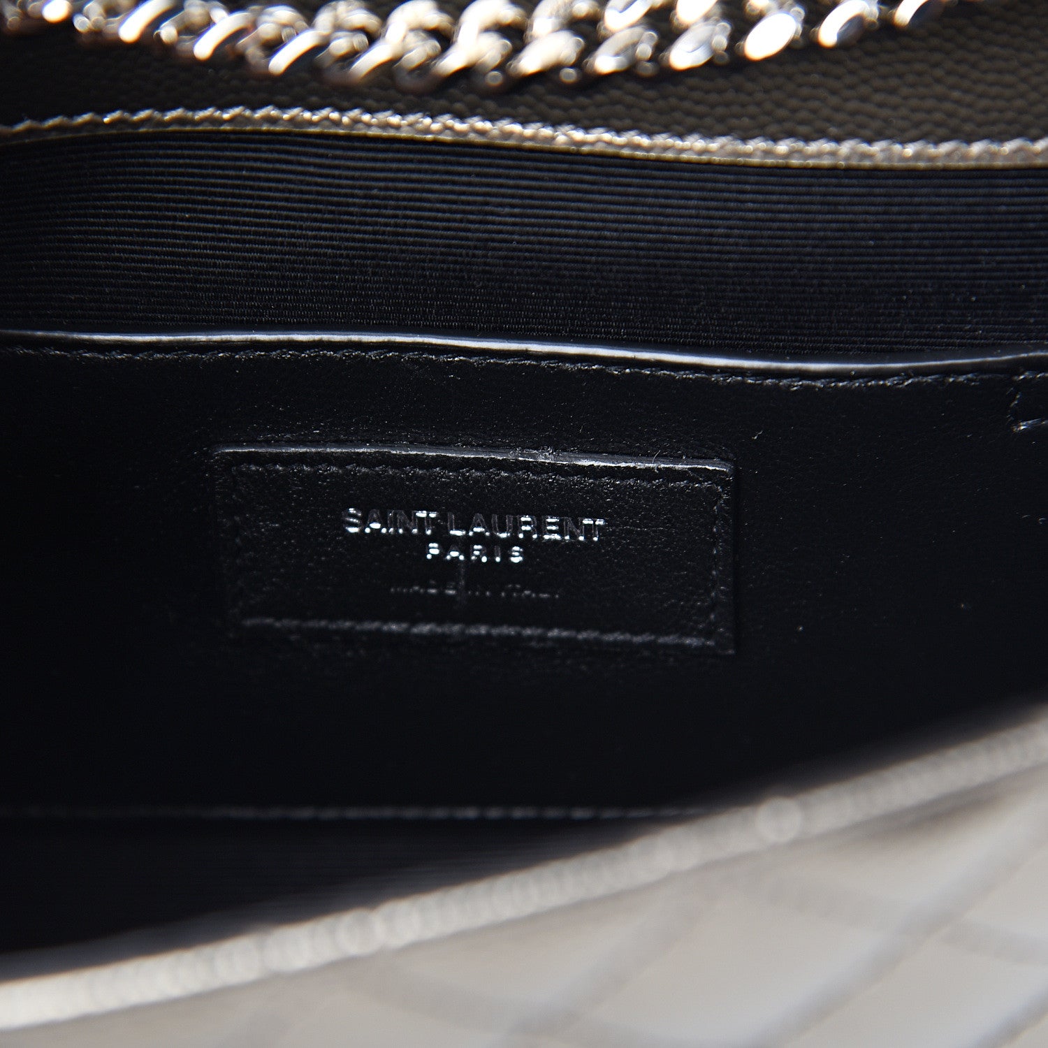 Saint Laurent Metallic Grain De Poudre Textured Mixed Matelasse Triquilt Small Monogram Satchel Piombo 5 of 8