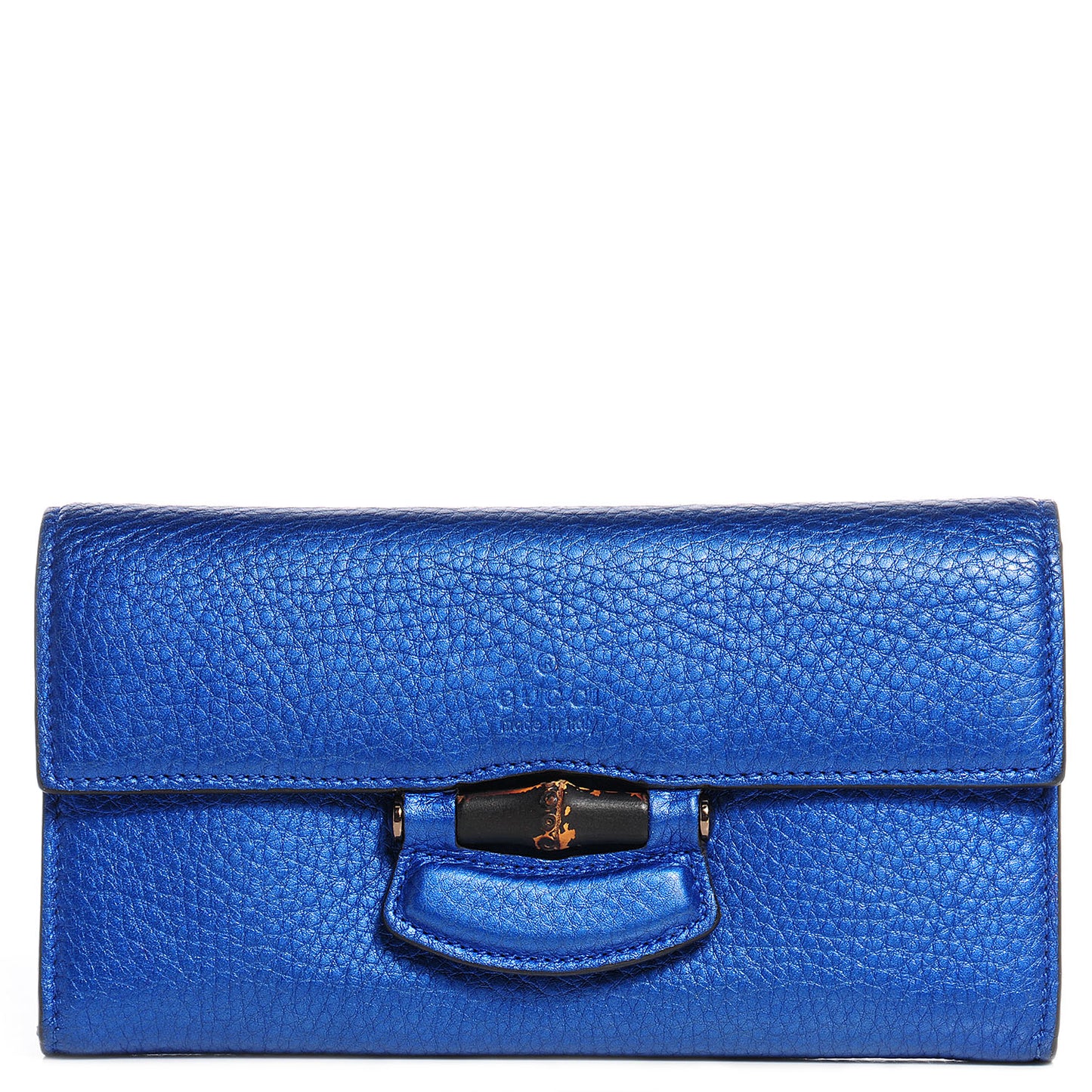 Metallic Leather Nouveau Bamboo Wallet Electric Blue