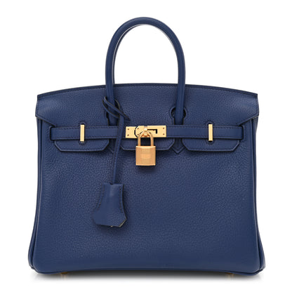 Hermes Taurillon Novillo Verso Birkin 25 Bleu Saphir Gris Mouette 1 of 11