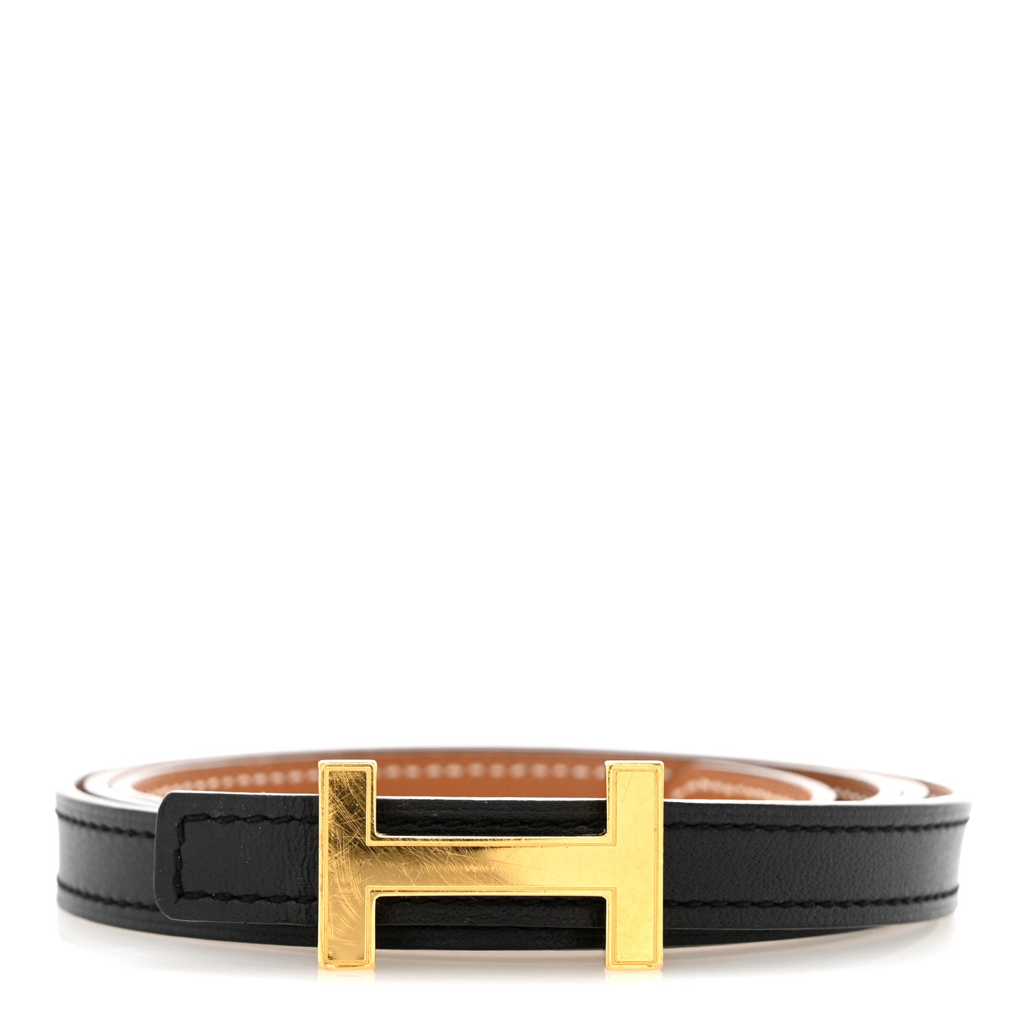 Hermes Swift Epsom 13mm Focus Belt 85 34 Black Gold 1 of 9