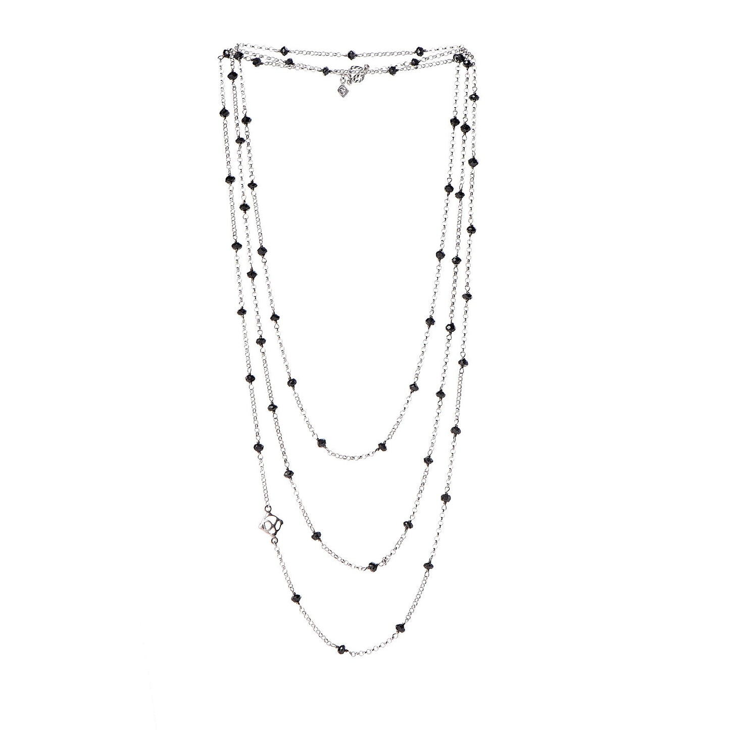 Sterling Silver Black Onyx Station Chain Necklace