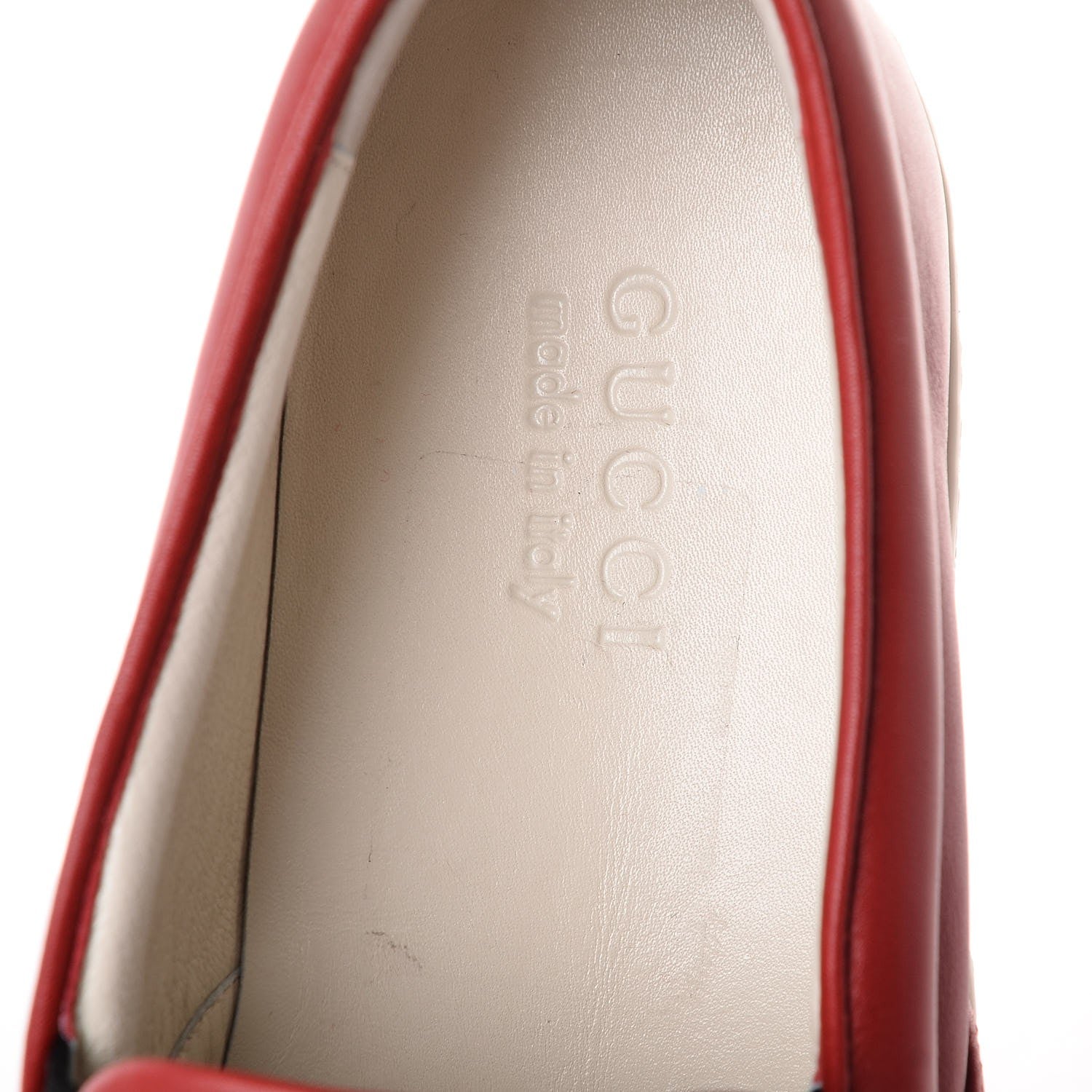 Gucci Canvas Sylvie Stripe Logo Mens Dublin Slip On Sneakers 10.5 Mystic White Hibiscus Red Maritime 8 of 14