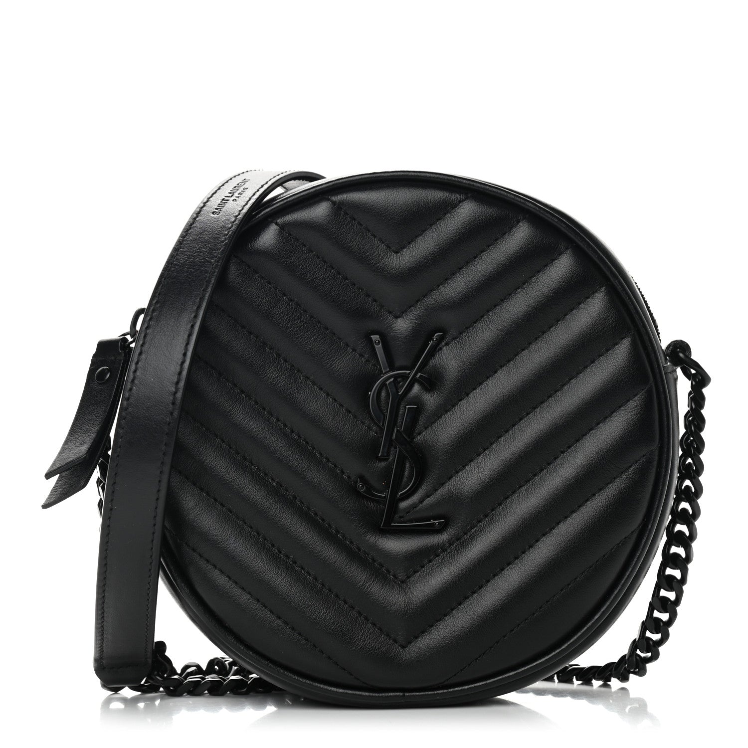 Saint Laurent Calfskin Matelasse Chevron Round Vinyle Camera Bag Black 1 of 9