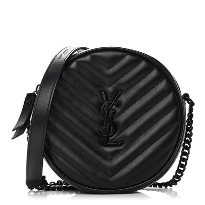 Saint Laurent Calfskin Matelasse Chevron Round Vinyle Camera Bag Black 1 of 9