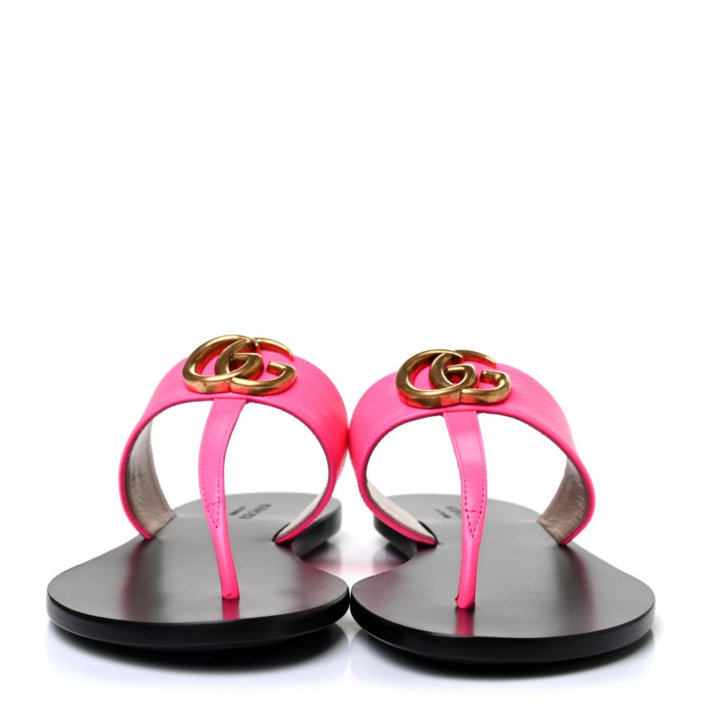 Calfskin GG Marmont Thong Sandals 36 Fuxia Fluo