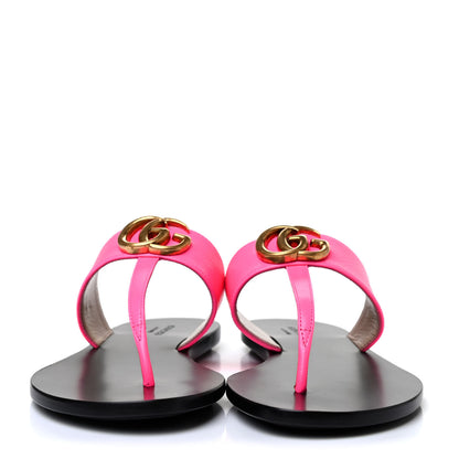 Gucci Calfskin GG Marmont Thong Sandals 36 Fuxia Fluo 2 of 4