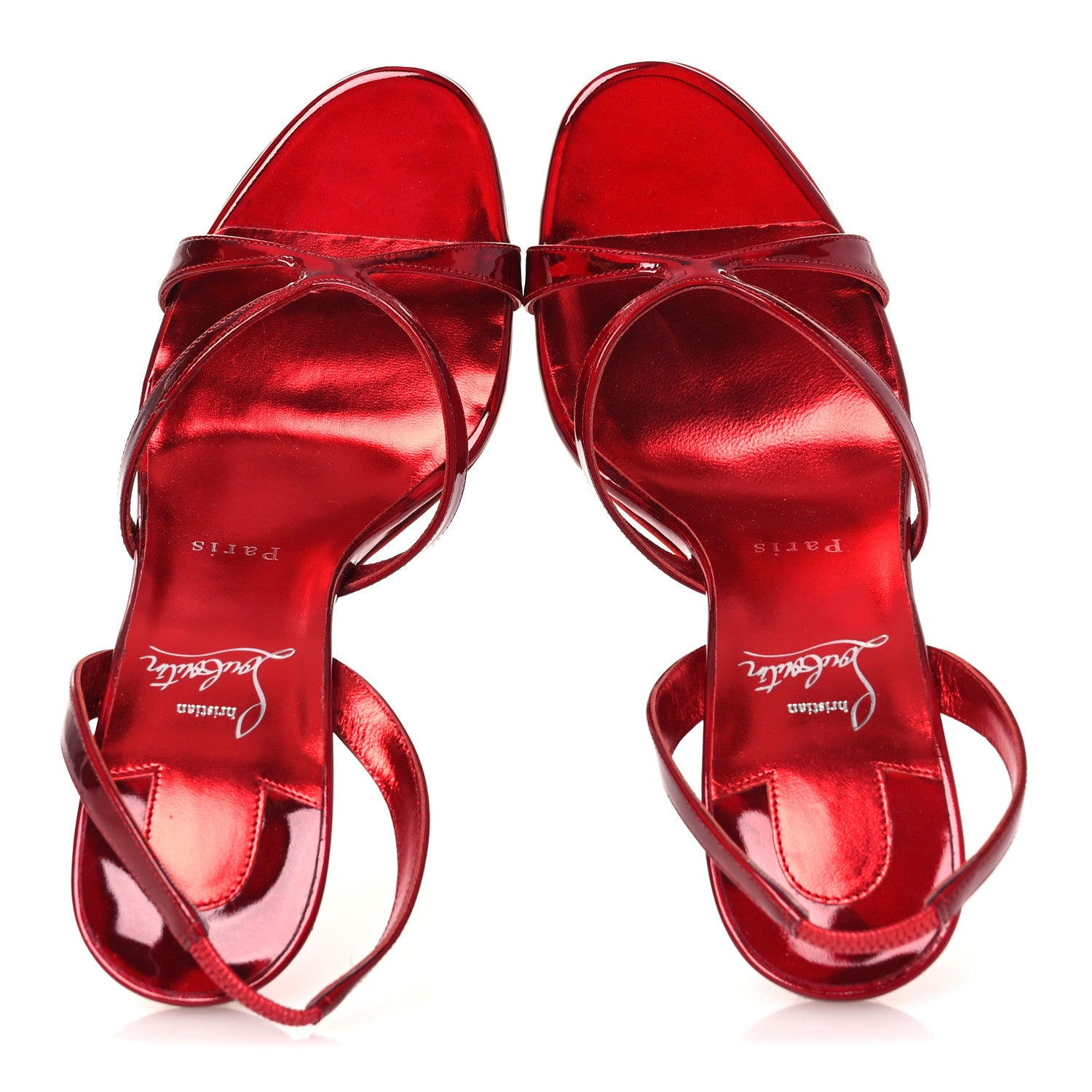 Christian Louboutin Metallic Patent Psychic Emilie 100 Slingback Sandals 39 Loubi 2 of 11