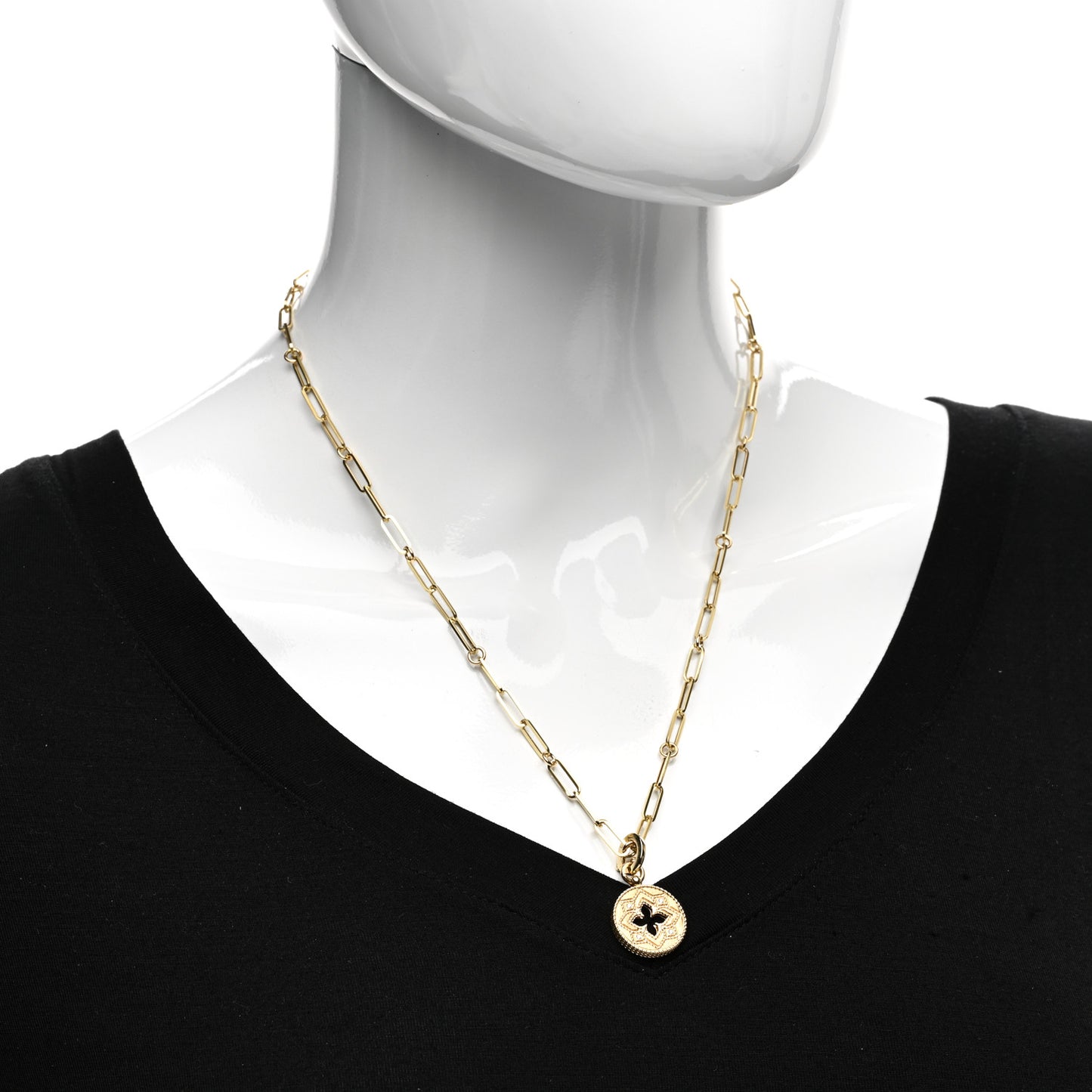 18K Yellow Gold Diamond Double O Paperclip Link Necklace