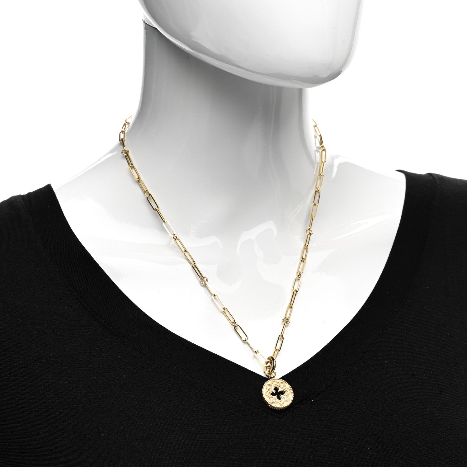 Roberto Coin 18K Yellow Gold Diamond Double O Paperclip Link Necklace 2 of 4