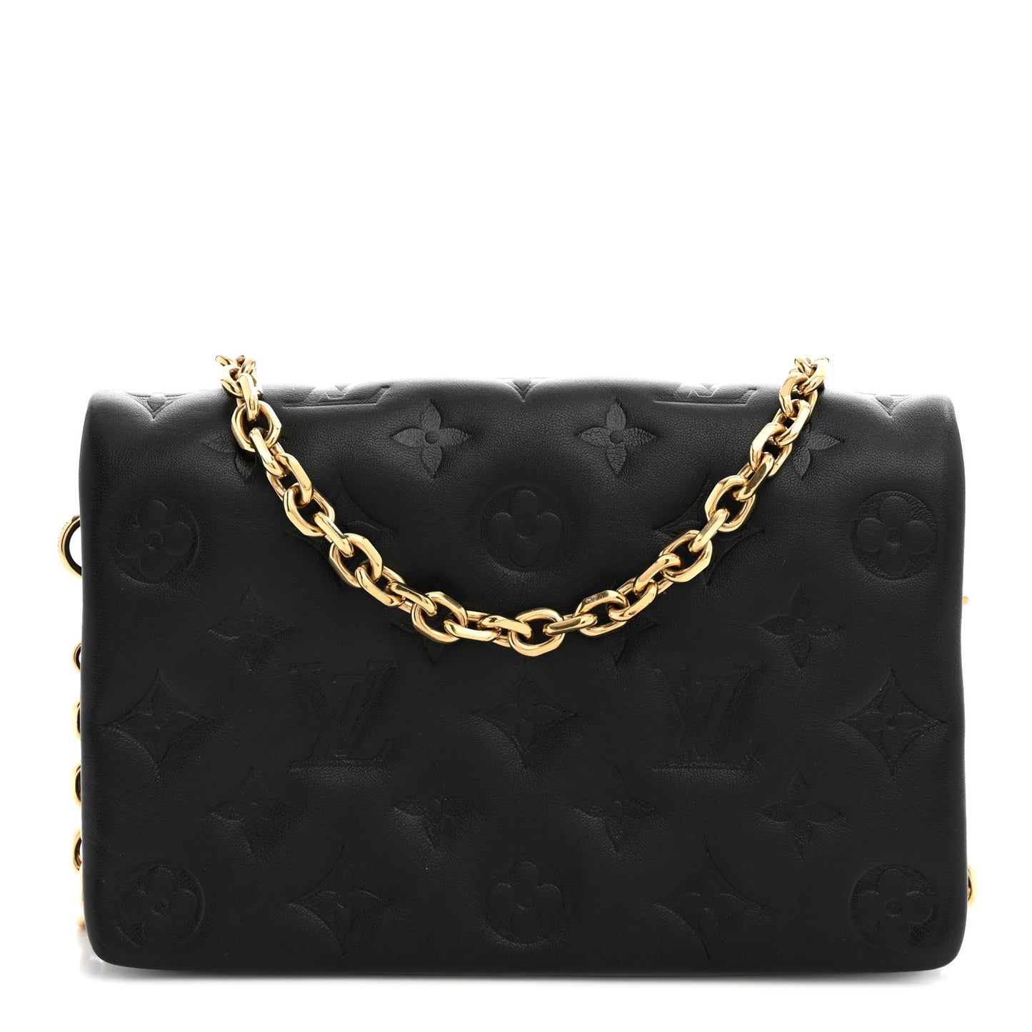 Lambskin Embossed Monogram Pochette Coussin Black
