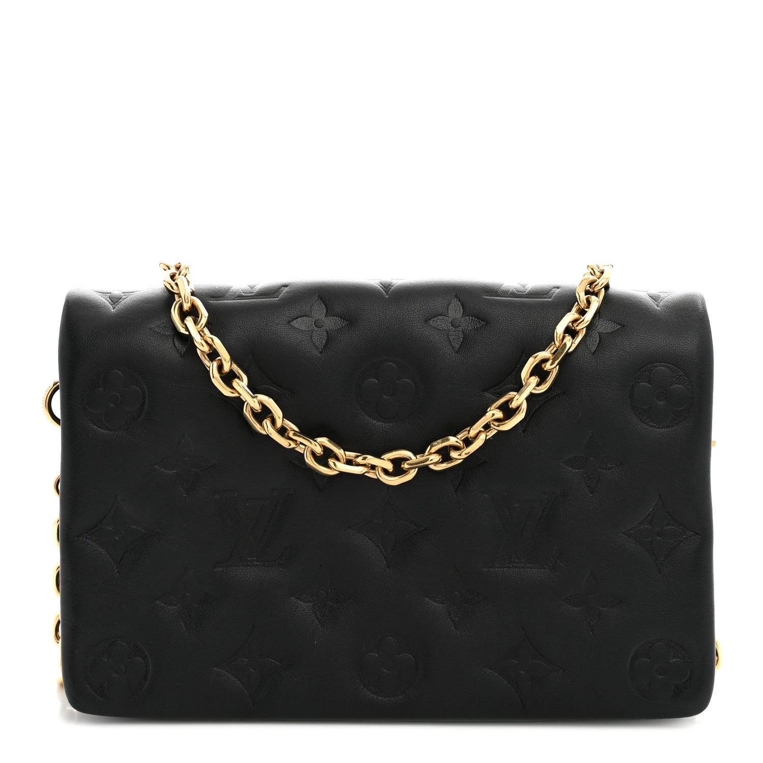 Louis Vuitton Lambskin Embossed Monogram Pochette Coussin Black 1 of 11