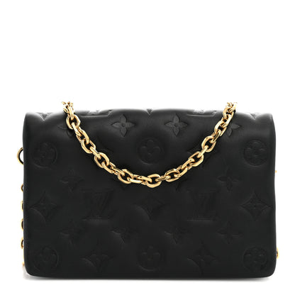Louis Vuitton Lambskin Embossed Monogram Pochette Coussin Black 1 of 11