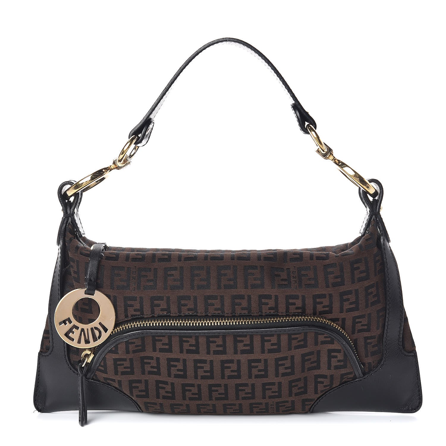 Fendi Zucchino Cuoio Small Chef Pocket Shoulder Bag Black Moro 1 of 12