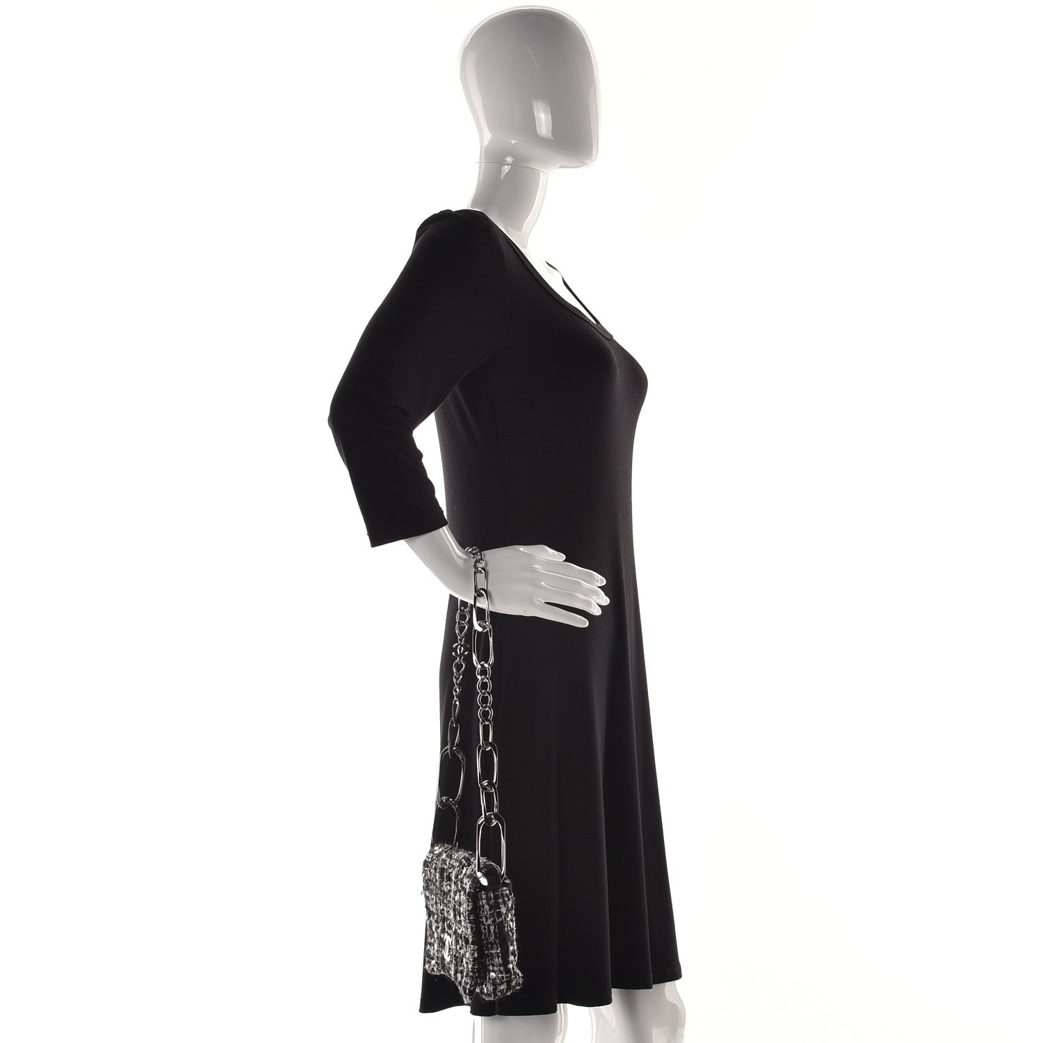 Chanel Sequin Tweed Single Flap Ecru Black 3 of 32