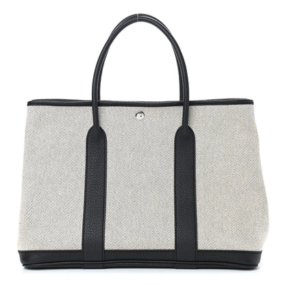 Hermes Twill H Negonda Garden Party 36 MM Tote Ecru Black 1 of 10