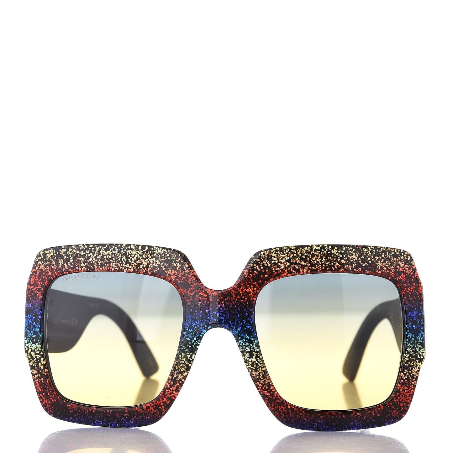 Square Frame GG0102S Sunglasses Glitter Gold Multi