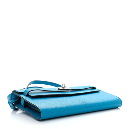 Hermes Chevre Mysore Kelly Wallet To Go Bleu Frida 4 of 10
