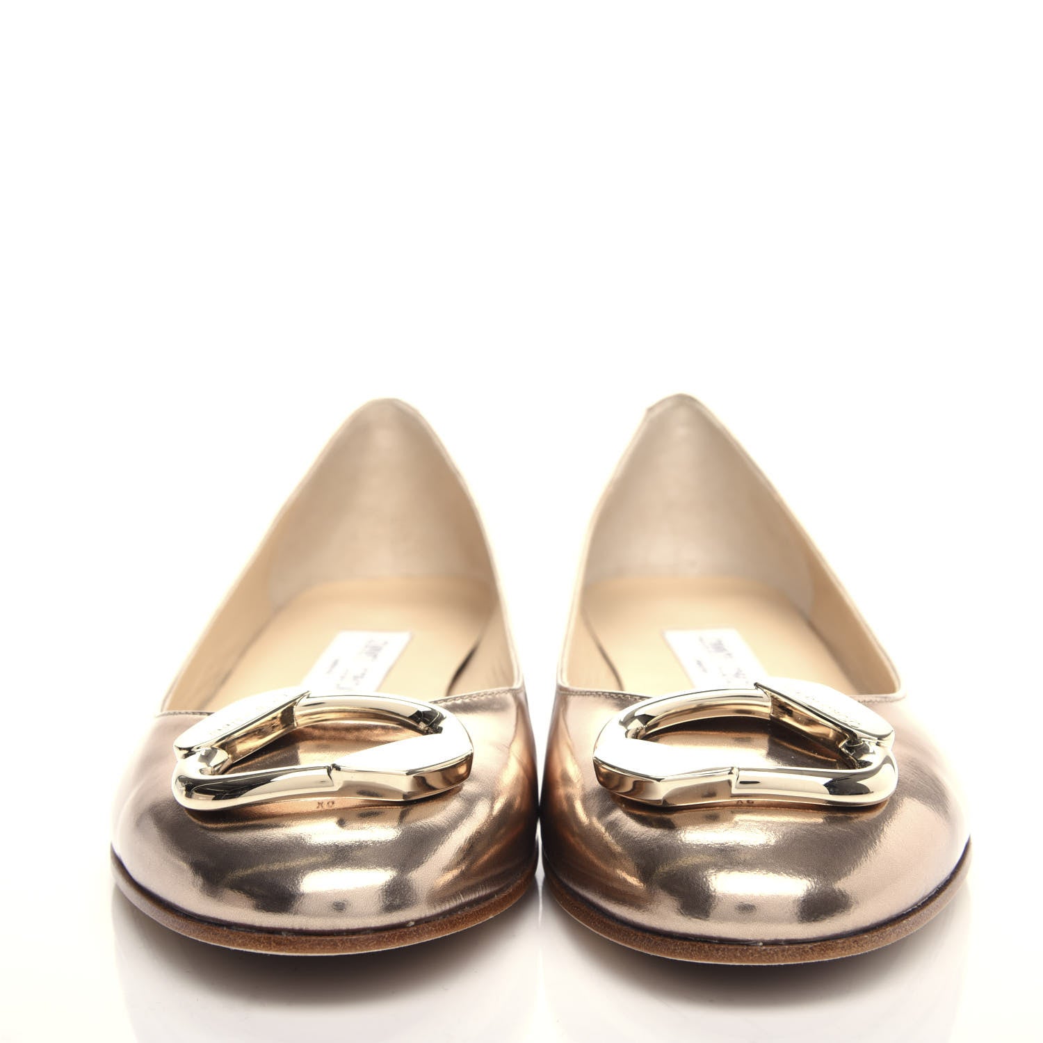 Jimmy Choo Metallic Mirror Calfskin Garmeen Flats 38 Nude 2 of 10