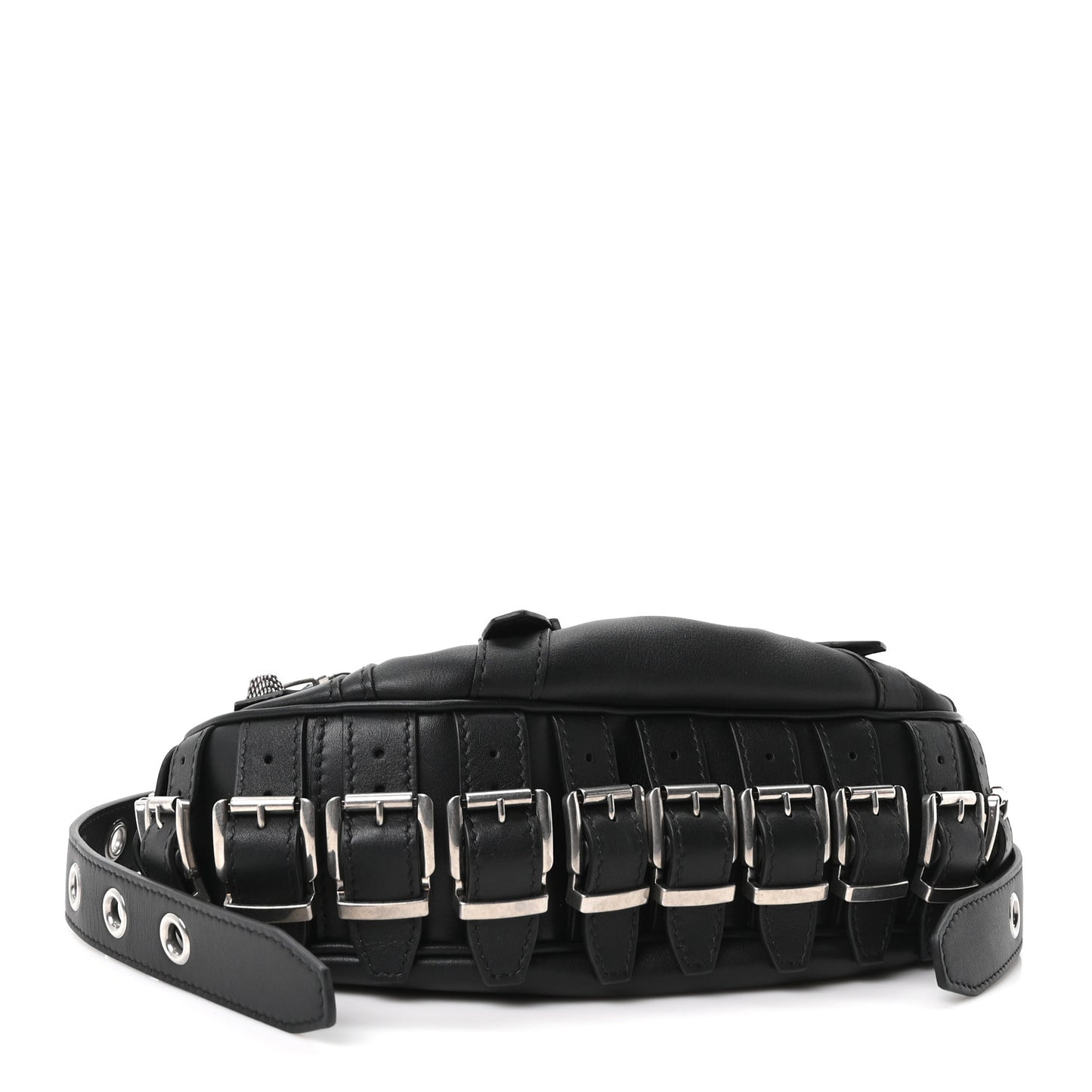 Smooth Calfskin Buckles Le Cagole Shoulder Bag XS Black
