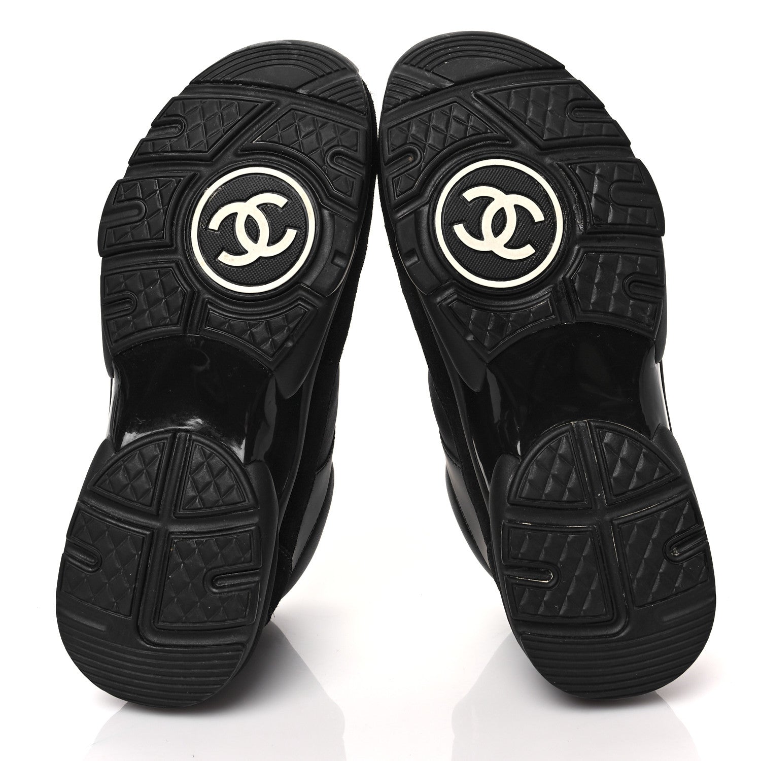 Chanel Fabric Calfskin Suede CC Sneakers 36.5 Black 5 of 6