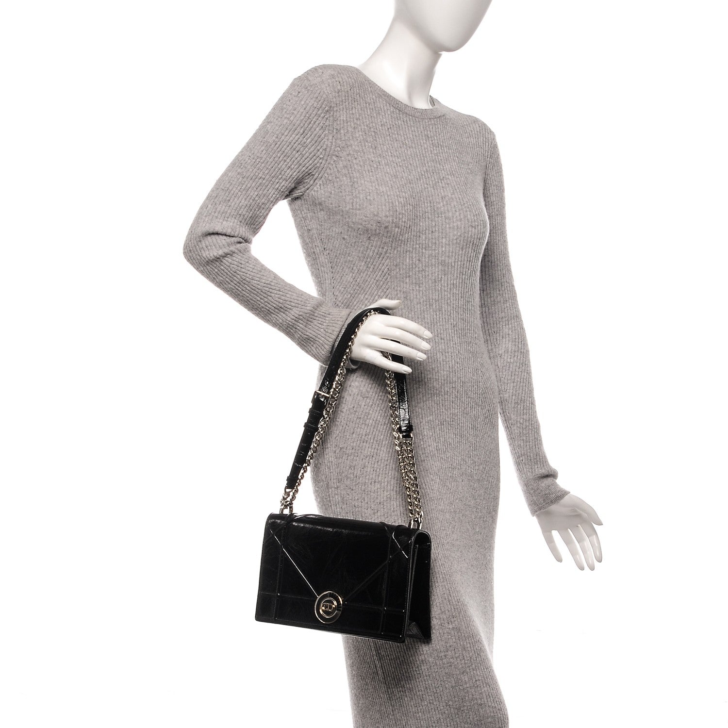 Christian Dior Crinkled Lambskin Cannage Medium Diorama Flap Bag Black 2 of 8