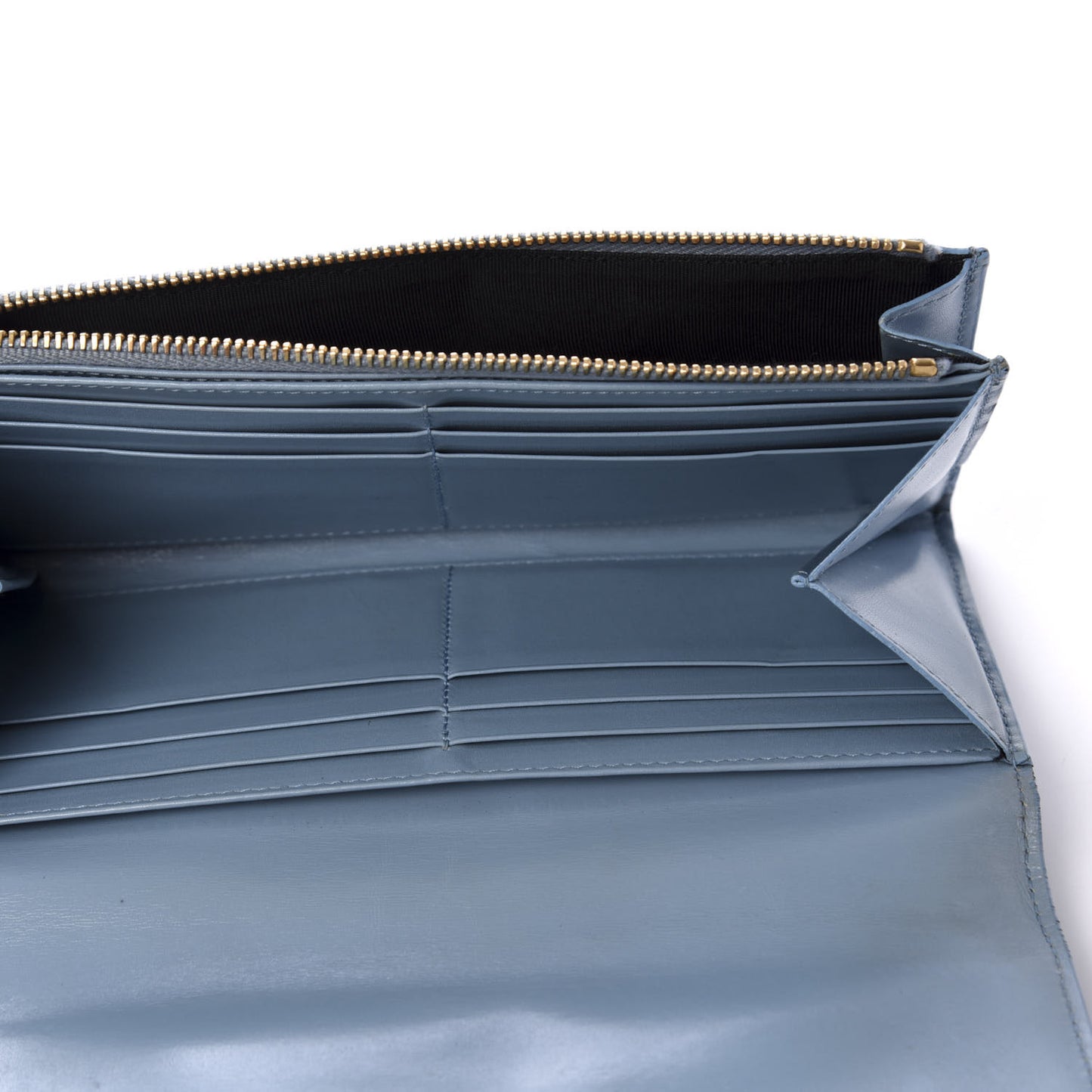 Calfskin Classic Large Marquage Flap Wallet Blue