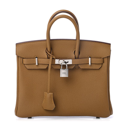 Hermes Togo Verso Birkin 25 Bronze Dore Bleu Brume 1 of 10