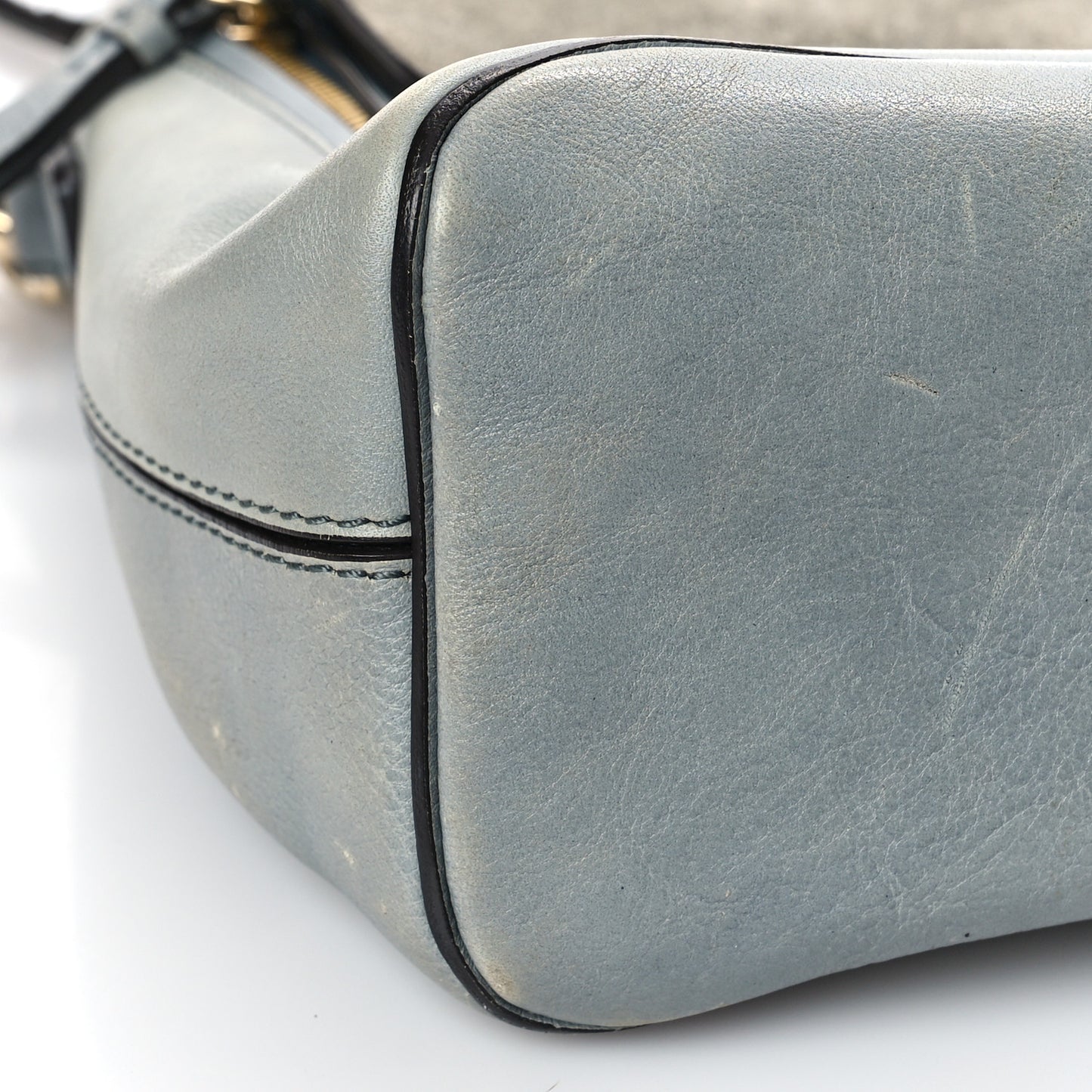 Suede Calfskin Mini Faye Backpack Washed Blue
