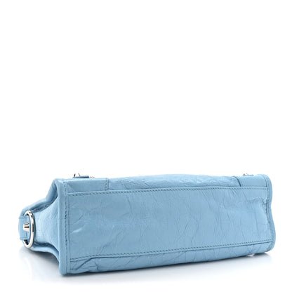 Balenciaga Agneau Classic Silver Hardware Mini City Logo Strap Baby Blue Black 4 of 14
