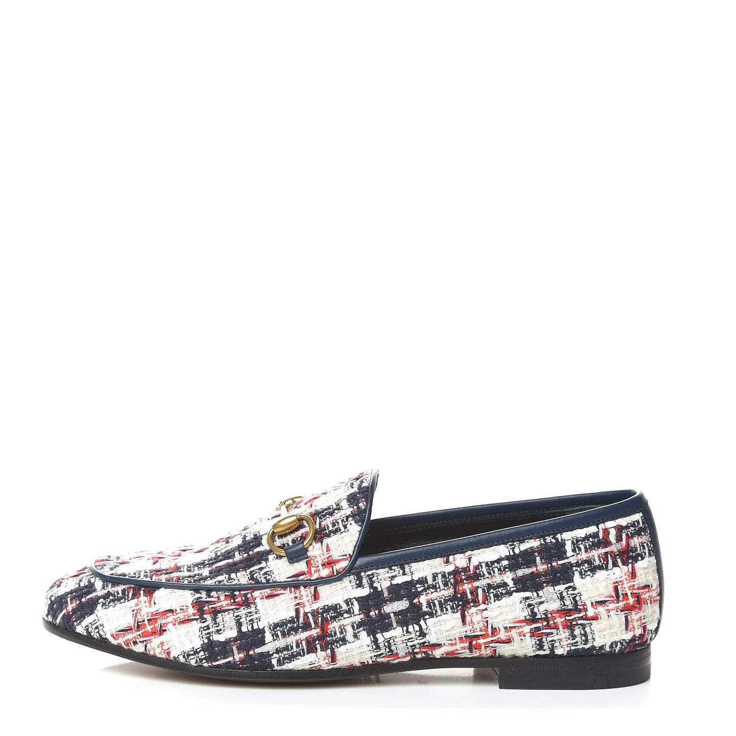 Tweed Check Horsebit Womens Jordaan Loafers 36 Gardenia Ink Blue Agata