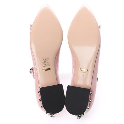 Gucci Patent Crystal GG Bow Sadie Spike Low Heel Ballerina Loafers 42 Perfect Pink 5 of 9