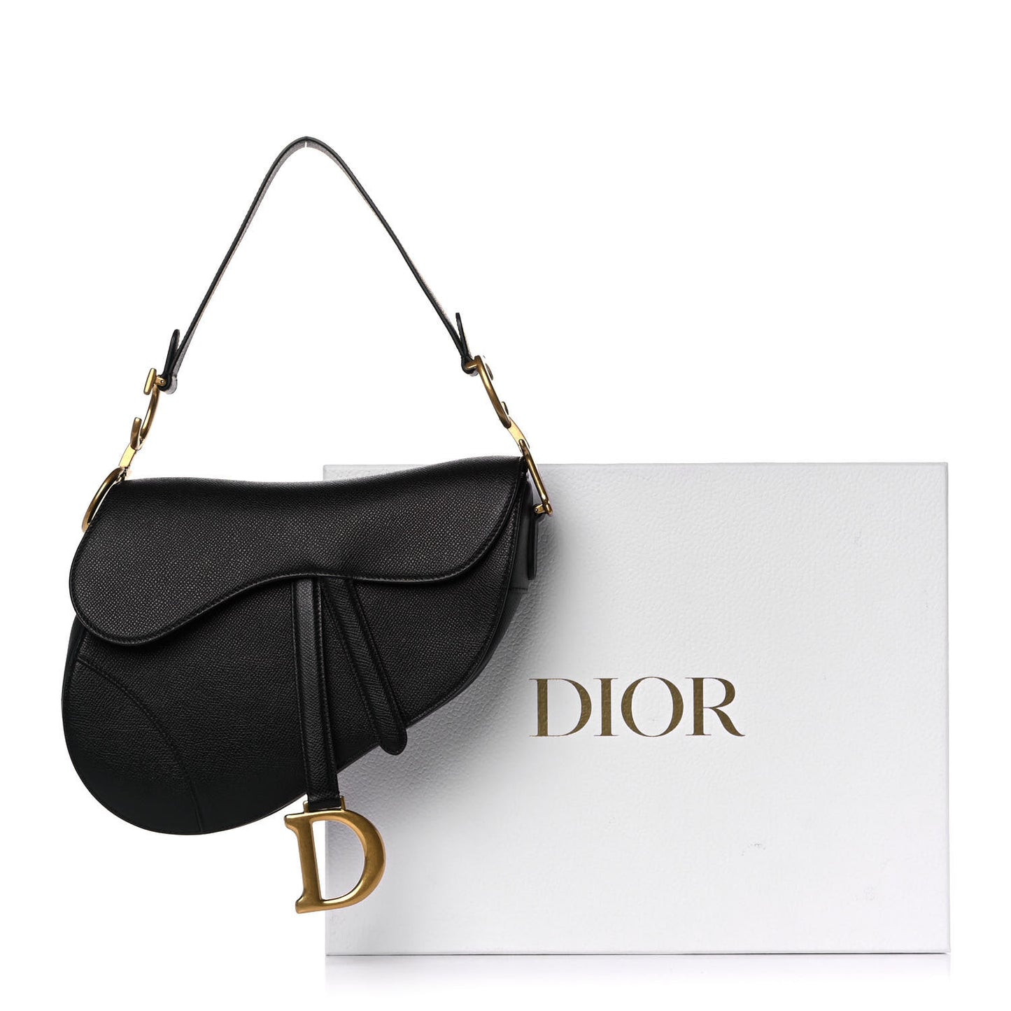 Grained Calfskin Saddle Bag Black