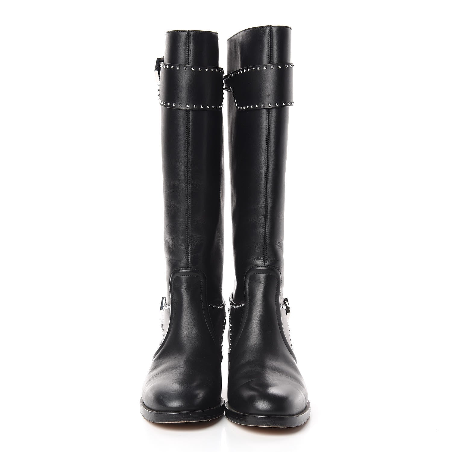 Givenchy Calfskin Studded Riding Boots 39 Black 2 of 14