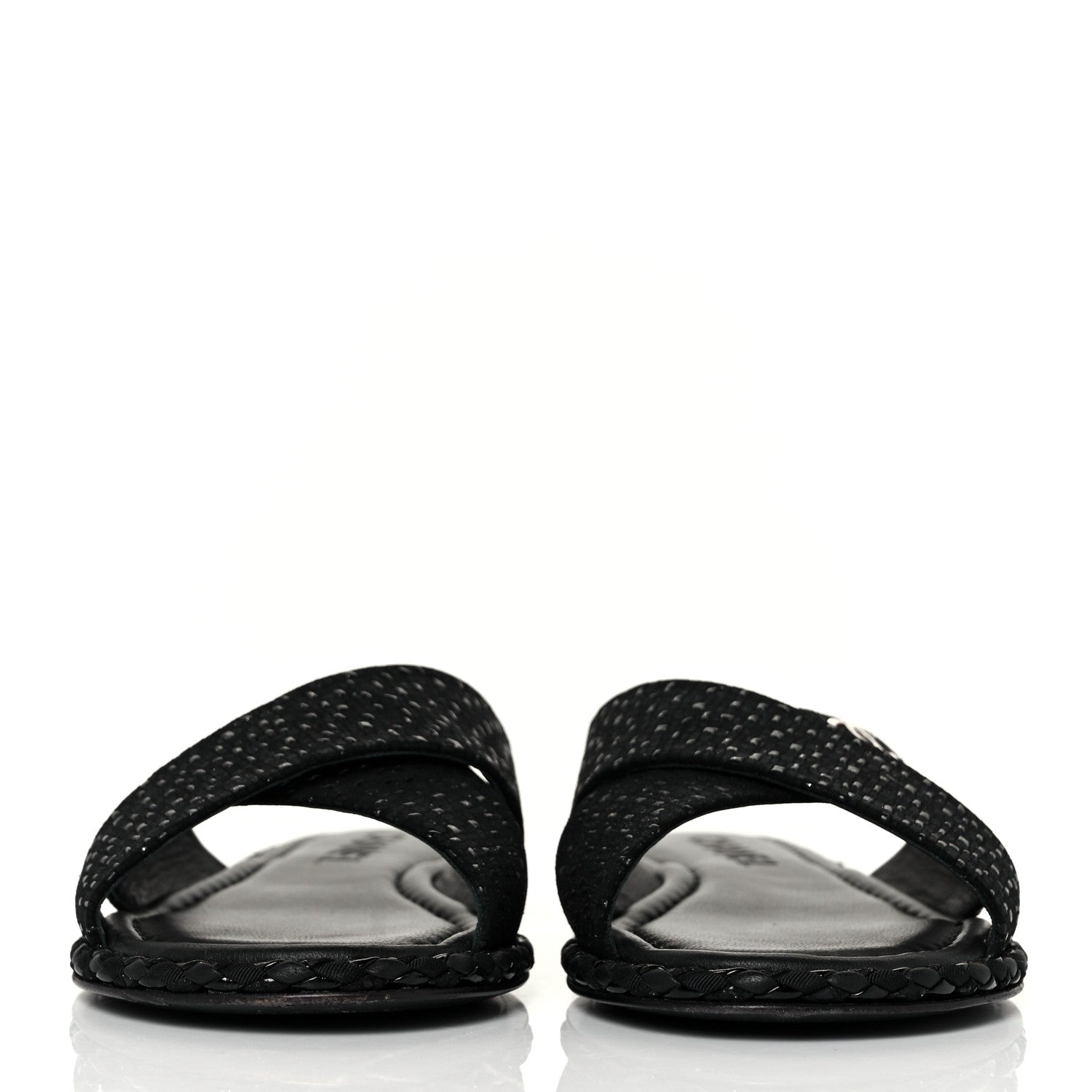 Chanel Fabric Mule Sandals 37 Black 2 of 9
