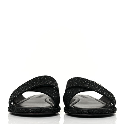 Chanel Fabric Mule Sandals 37 Black 2 of 9