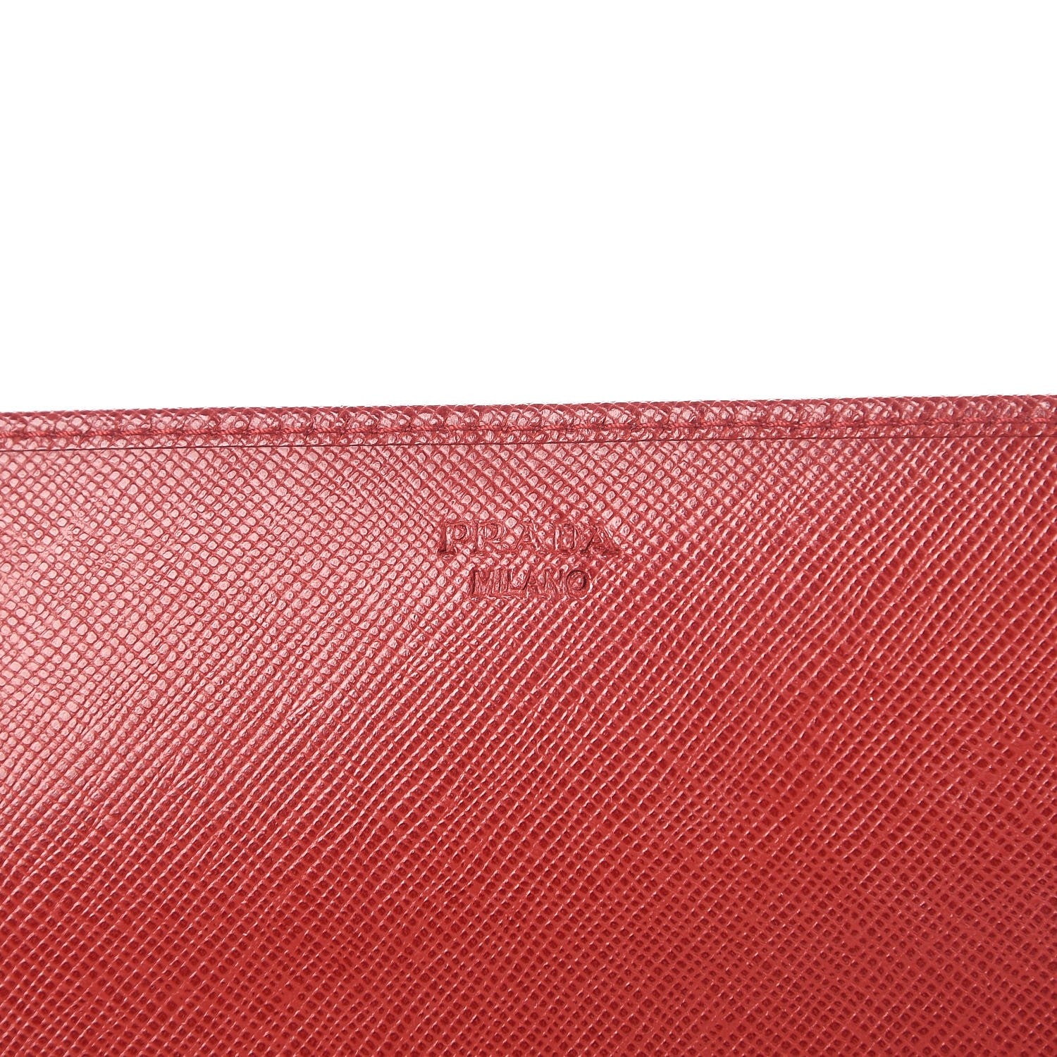 Prada Saffiano Metal Oro Chain Wallet Fuoco 6 of 7