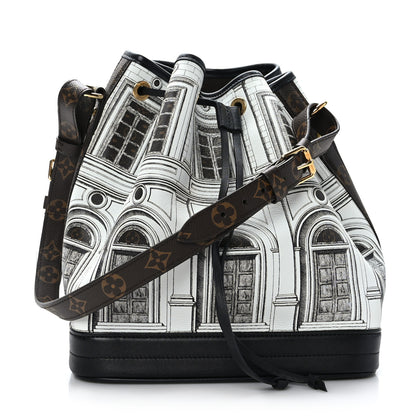 Louis Vuitton X FORNASETTI Calfskin Architettura Noe MM Black White 1 of 12