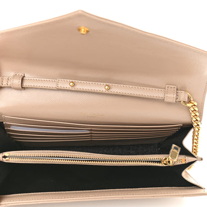 Saint Laurent Grain De Poudre Matelasse Chevron Monogram Chain Wallet Nude Powder 5 of 8