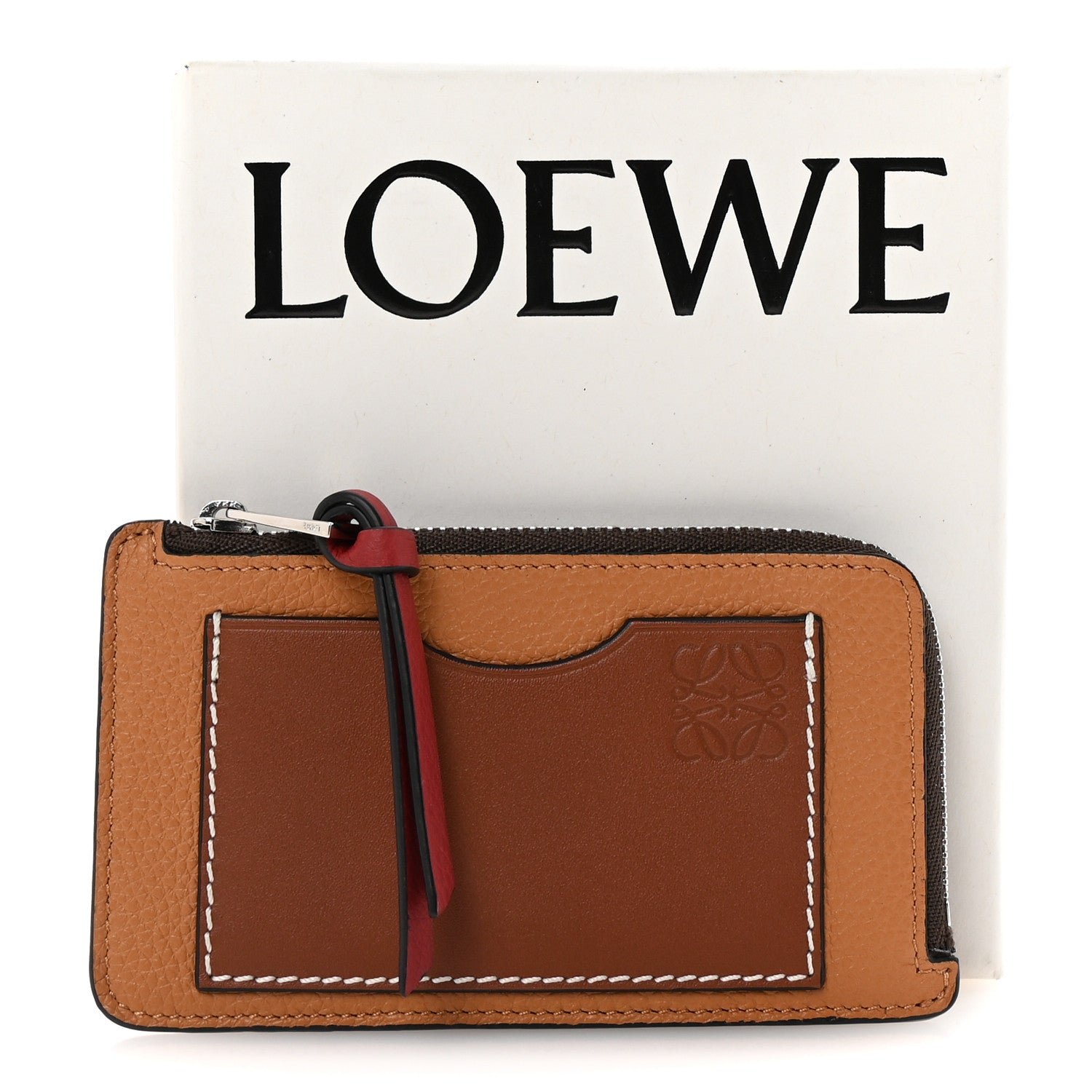 Loewe Soft Grained Calfskin Coin Card Holder Light Caramel Pecan