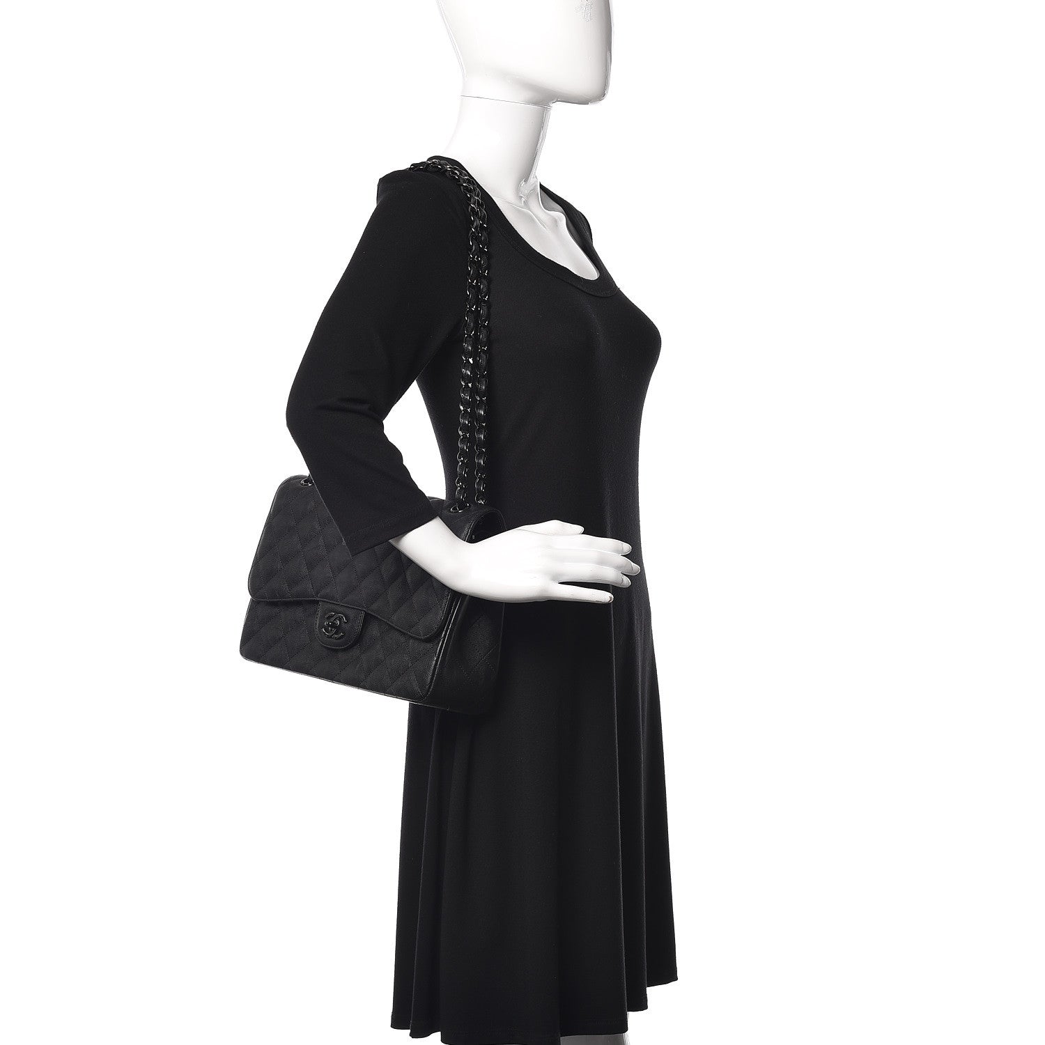 Chanel Crumpled Calfskin Quilted Jumbo Double Flap So Black 2 of 11