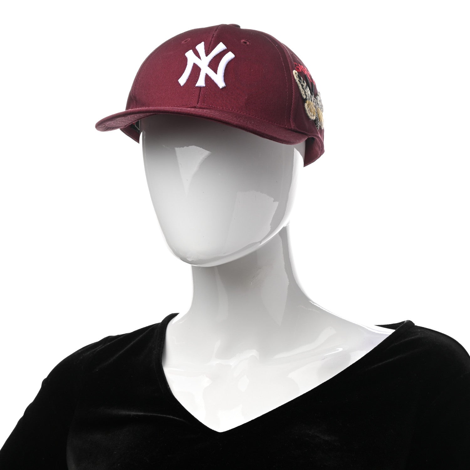 Gucci X MLB Cotton NY Yankees Baseball Hat 57-61 Lacquer 2 of 9