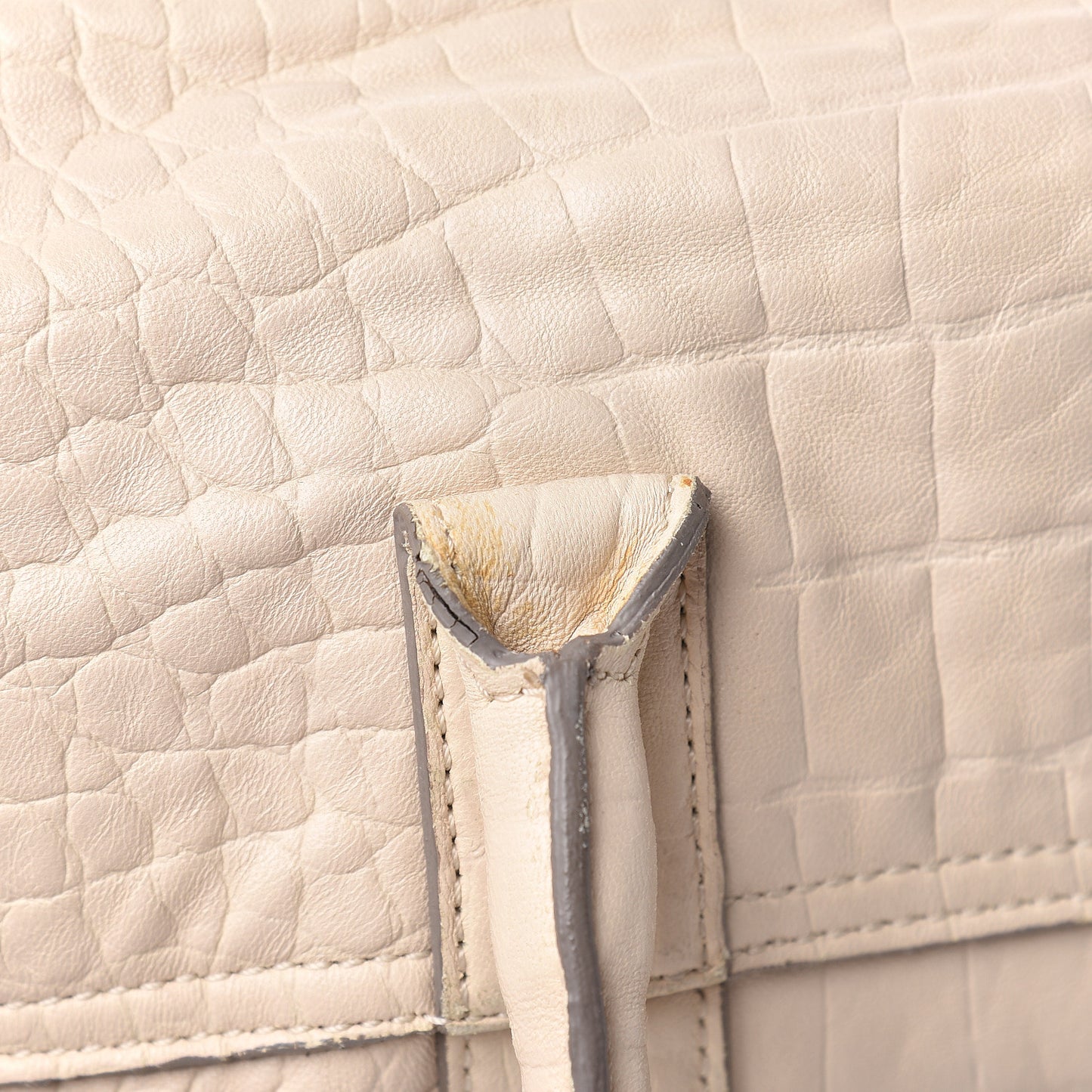 Calfskin Crocodile Embossed Bayswater Snowball White