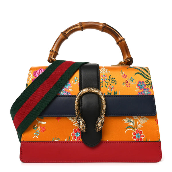 Gucci Satin Calfskin Bamboo Web Tokyo Print Medium Dionysus Top