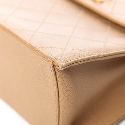 Chanel Caviar Stitched Flap Shoulder Bag Beige 10 of 13